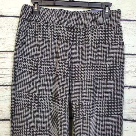 Lark + Grey Women’s Pull-On Pants Large Black White Houndstooth Stretch Ankle Tr - Picture 3 of 7